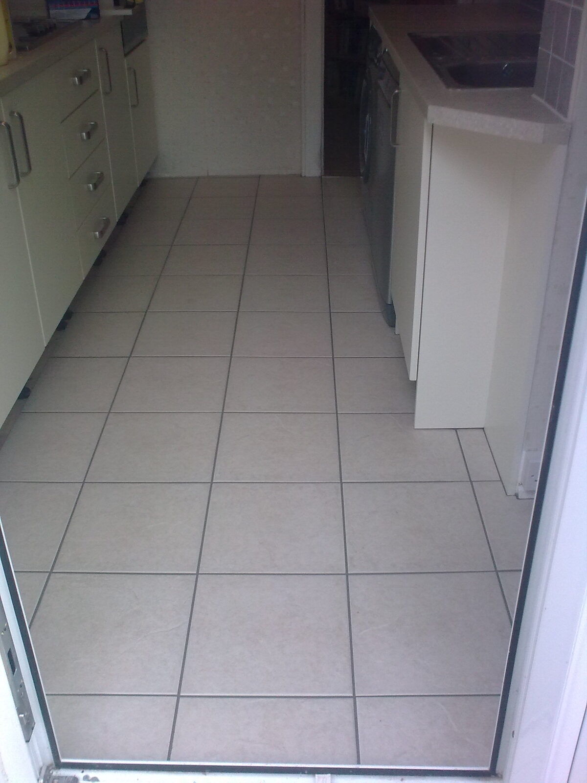 Tiled hallway floor