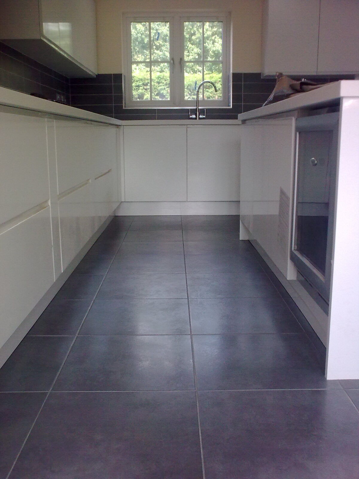 Tiled hallway floor